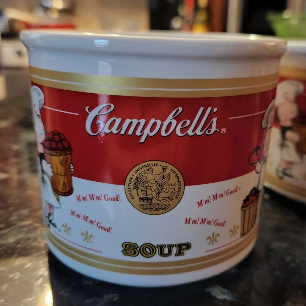 Two Campbell's Soup Mugs/ Bowls Dated 2001